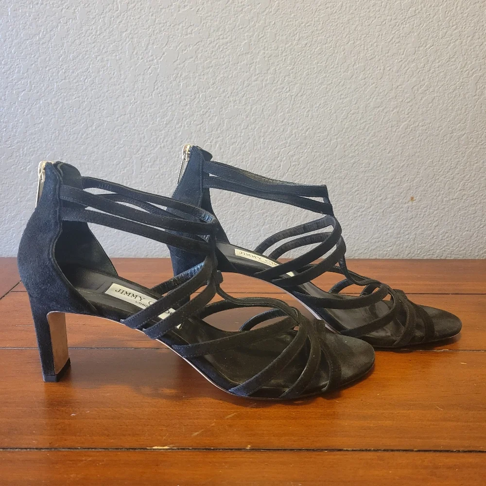 Jimmy Choo Black Selina 85 Suede Strappy Sandals